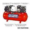 Air Compressor 270L Belt Drive 2 x 3hp with Cast Cylinders